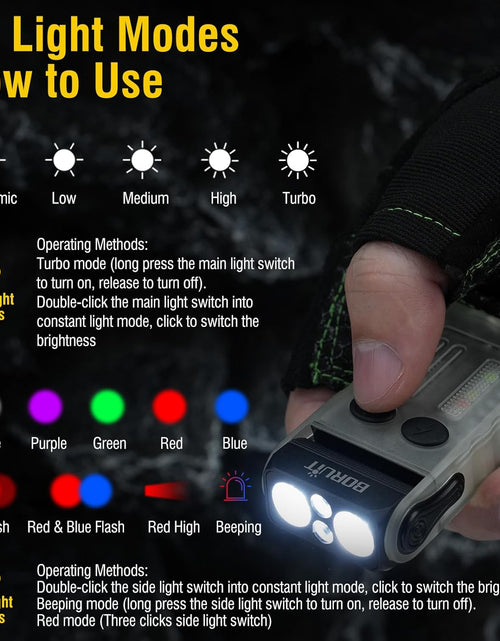 Load image into Gallery viewer, V20 Small Powerful Flashlight 180°Head Swivels Super Bright 1000 LM with Cob Side Light, USB C Rechargeable Flashlight with Two-Way Clip,Lanyard and Keychain, Magnetic Buzzer - 13 Modes
