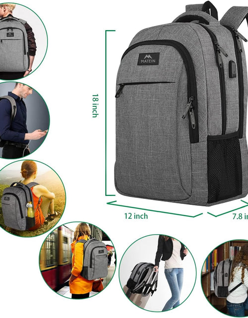Load image into Gallery viewer, Travel Laptop Backpack, Business anti Theft Slim Sturdy Laptops Backpack with USB Charging Port, Water Resistant College School Computer Bag Gift for Men &amp; Women Fits 15.6 Inch Notebook, Grey
